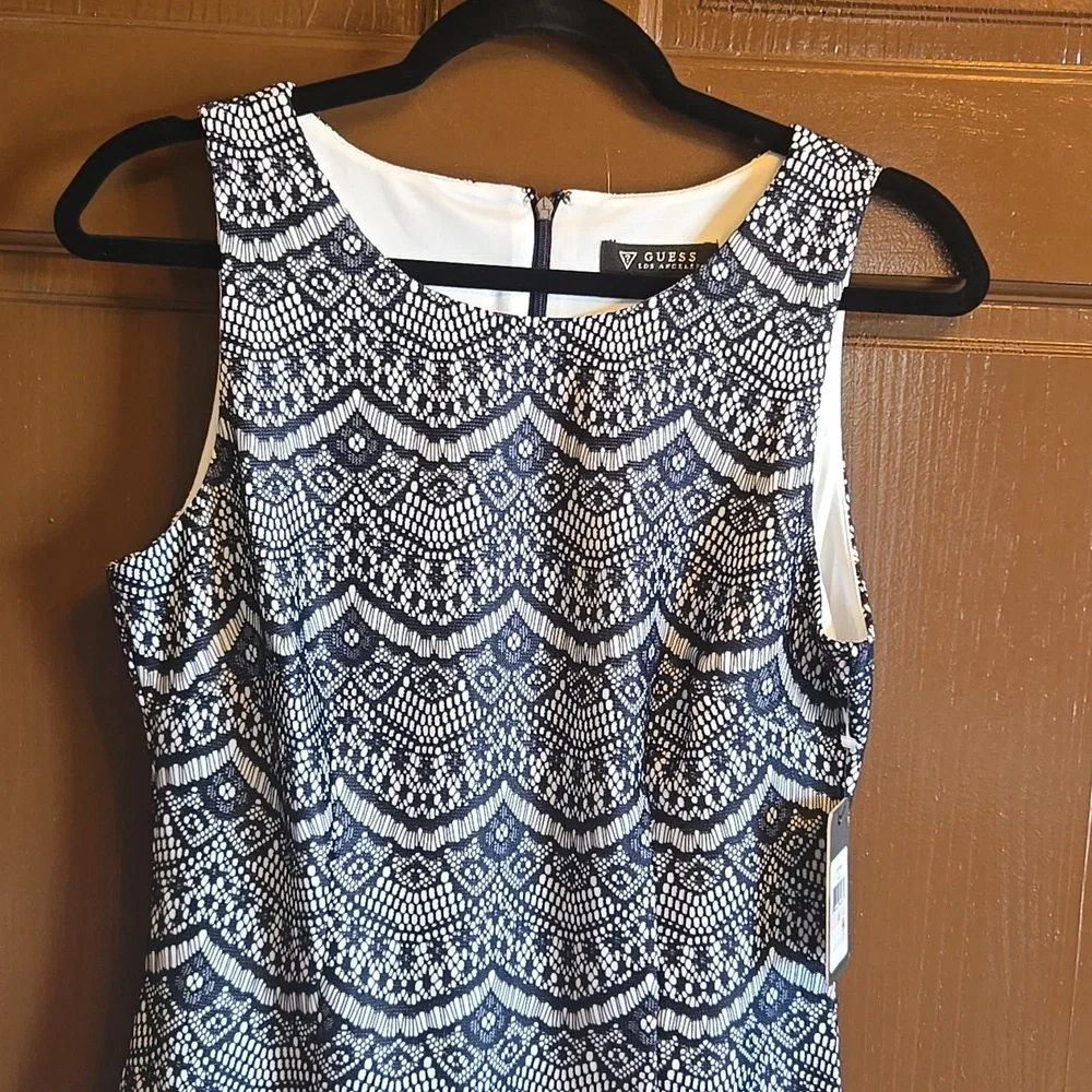 Guess-Lace Navy & white sleeveless dress Sz 6 NWT.
